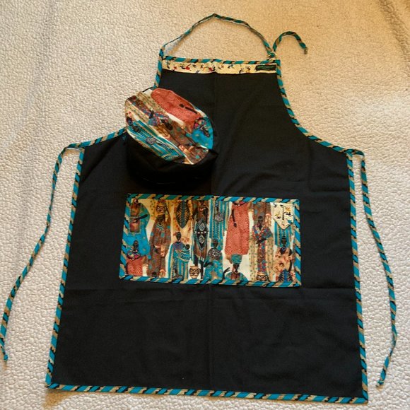 African Inspired Chef's Apron & Hat - Picture 1 of 4